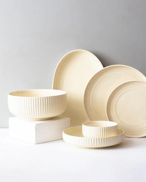 Glossy Straight Grain Platter - Custard Yellow