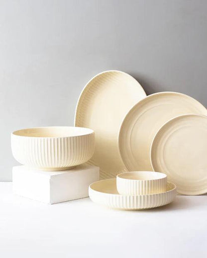 Glossy Straight Grain Platter - Custard Yellow