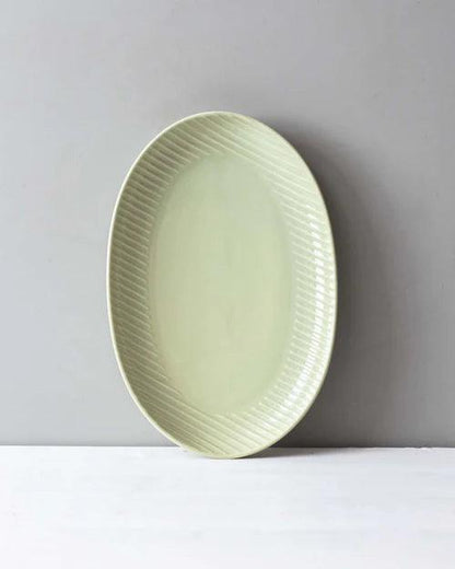 Glossy Straight Grain Platter - Milk Green