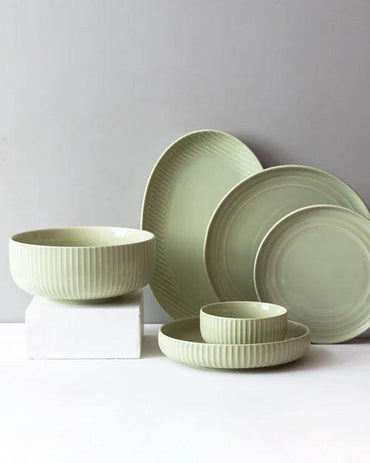 Glossy Straight Grain Platter - Milk Green