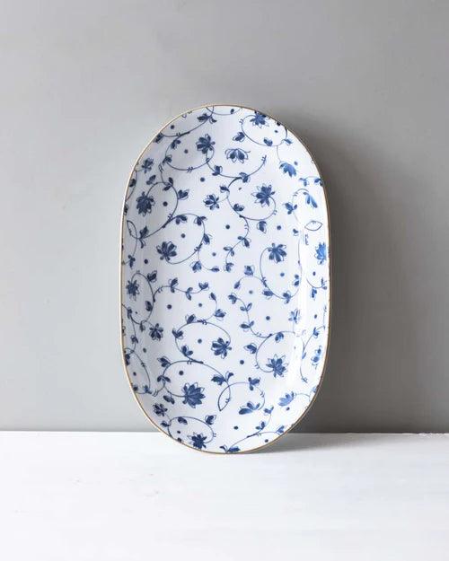 Orchid Blue & White Platter- Small