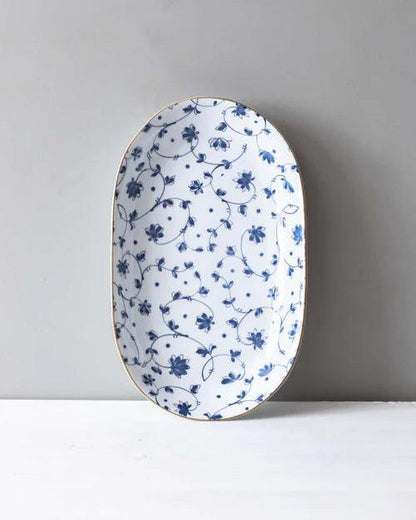 Orchid Blue & White Platter- Small