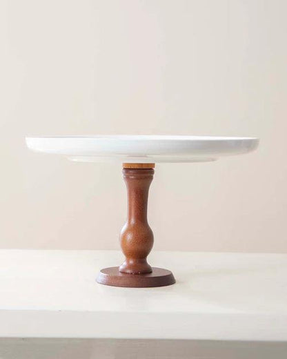 All White Wood Pedestal Cake Stand - Large