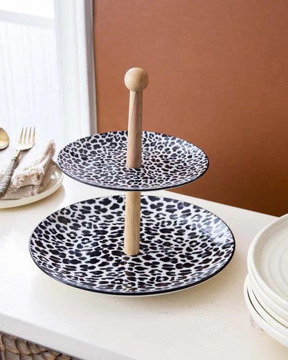 Wavy Leopard 2-Tier Cake Stand