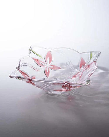 Frosted Red Flower glass Bowl