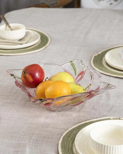 Frosted Red Flower glass Bowl