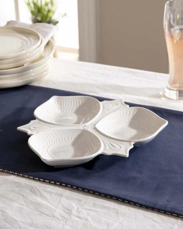 All White Embossed Chip n Dip Platter