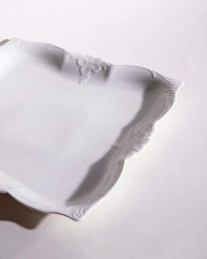 All White Embossed Serving Platter