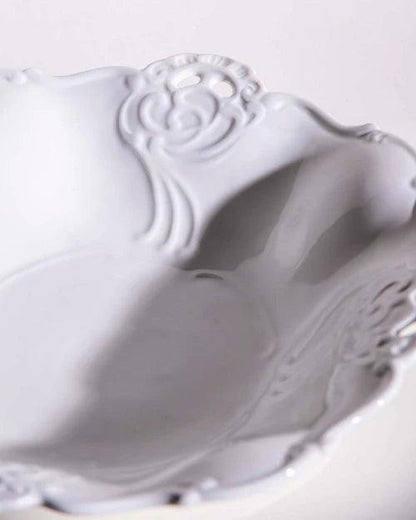 All White Embossed Fruit Bowl