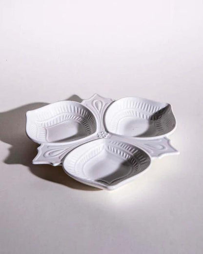 All White Embossed Chip n Dip Platter