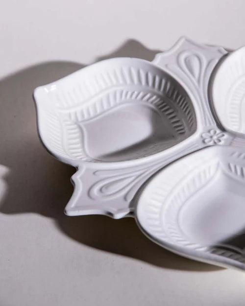 All White Embossed Chip n Dip Platter