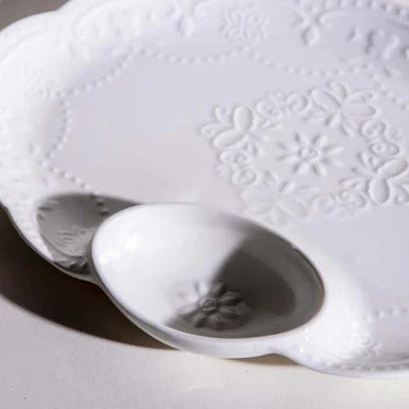 All White Embossed Chip n Dip Platter - Large