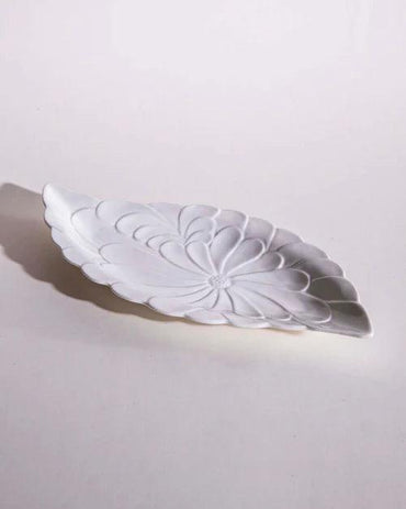 All White Embossed Serving Platter