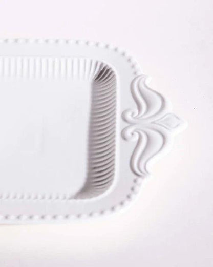 All White Embossed Serving Platter - Small