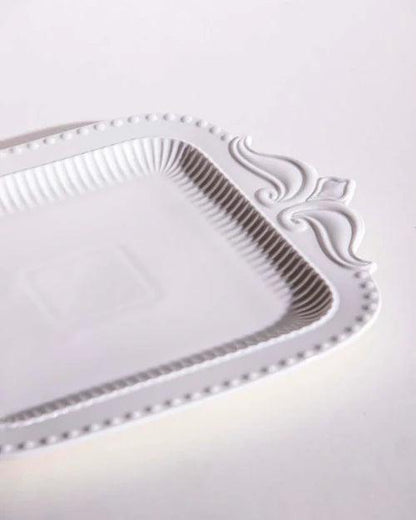All White Embossed Serving Platter - Large