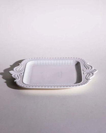 All White Embossed Serving Platter - Large