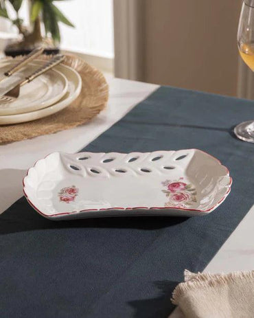 Country Roses Lace Edge Platter