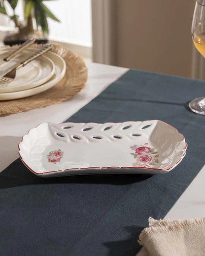 Country Roses Lace Edge Platter