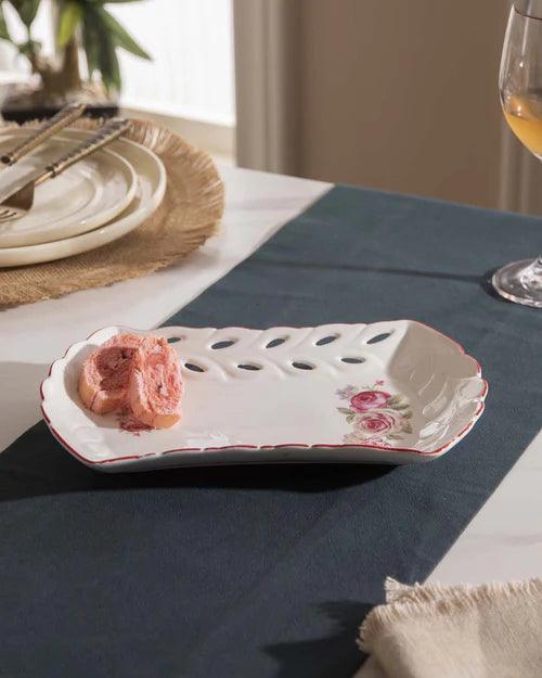 Country Roses Lace Edge Platter