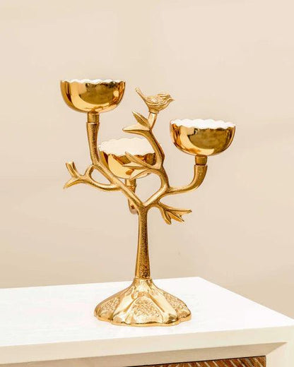 Golden Avian Bird Serving Bowl