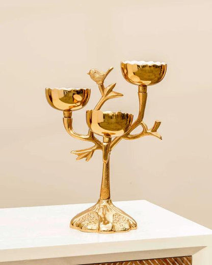 Golden Avian Bird Serving Bowl