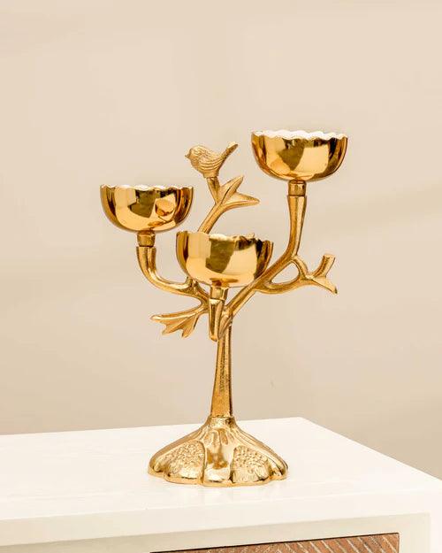 Golden Avian Bird Serving Bowl