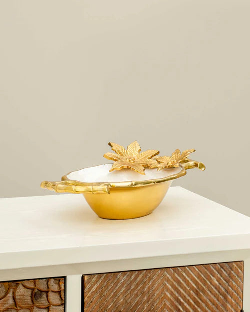 Bamboo Flower Brass Serving Bowl