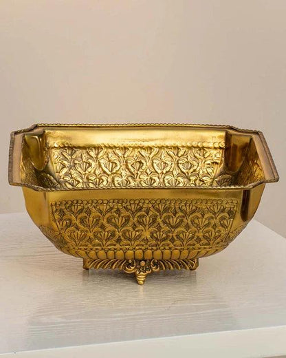 Super Embossed Brass Square Bowl - Large - 8"