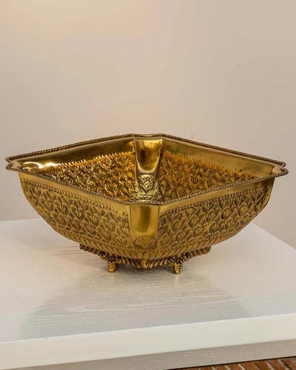 Super Embossed Brass Square Bowl - Large - 8"