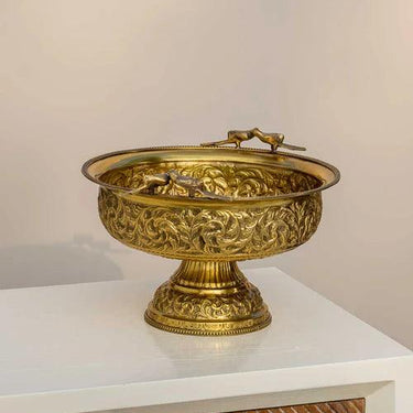 "Bird Of Akbar" Gold Plated Serving Bowl