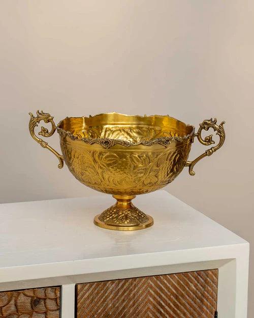 Embossed Round Deep Bowl with Handle - 12"