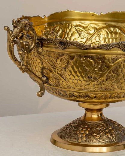 Embossed Round Deep Bowl with Handle - 12"