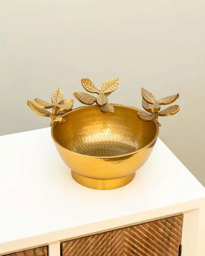 Enduring Flower Top Brass Bowl - 9"