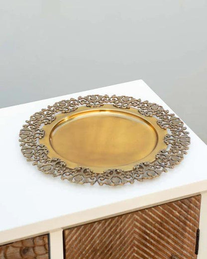Royal Border Brass Serving Tray - 13"