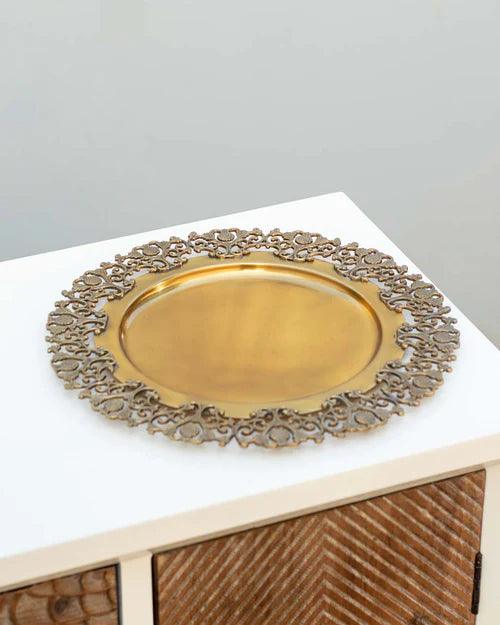 Royal Border Brass Serving Tray - 13"