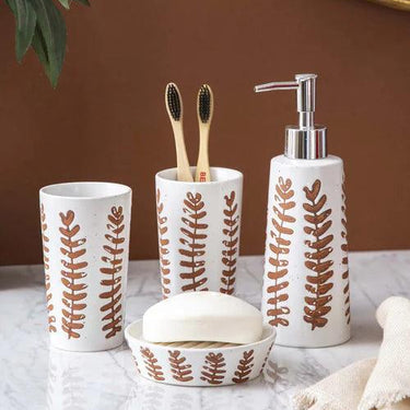 Fern Leaf 4-Piece Bath Set - White