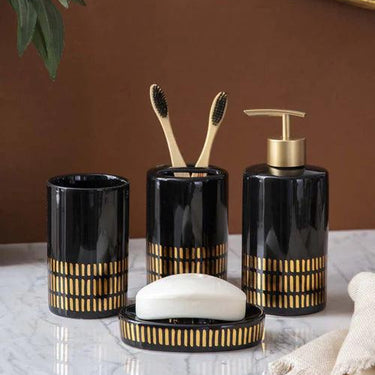 Gold Stripes 4-Piece Bath Set - Black