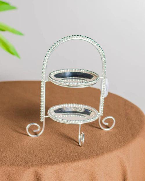 Silver Arch Shaped Double Layered Cake Stand
