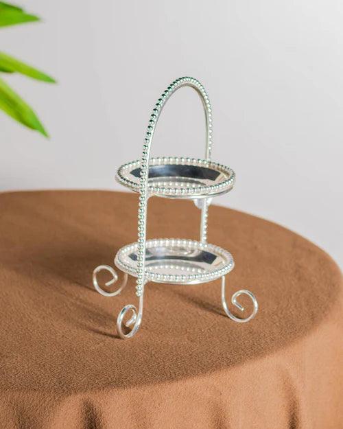 Silver Arch Shaped Double Layered Cake Stand