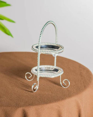 Silver Arch Shaped Double Layered Cake Stand