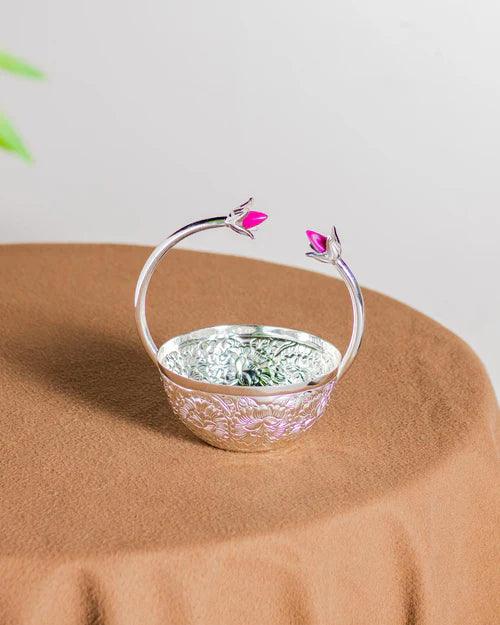 Rose Quartz Brass Bowl - 5"