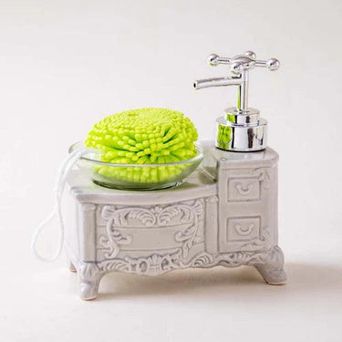 Retro Cabinet Soap Dispenser w/ Loofah Scrubber - Grey