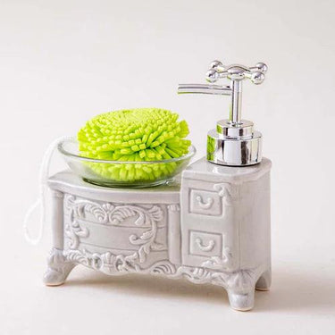 Retro Cabinet Soap Dispenser w/ Loofah Scrubber - Grey