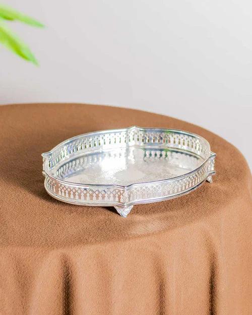 Silver Garden Oval Serving Tray - 15"