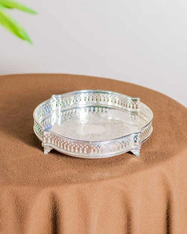 Silver Garden Oval Serving Tray - 15"