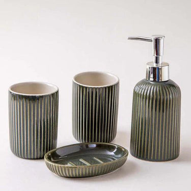 Striped 4-Piece Bath Set - Green