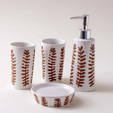 Fern Leaf 4-Piece Bath Set - White