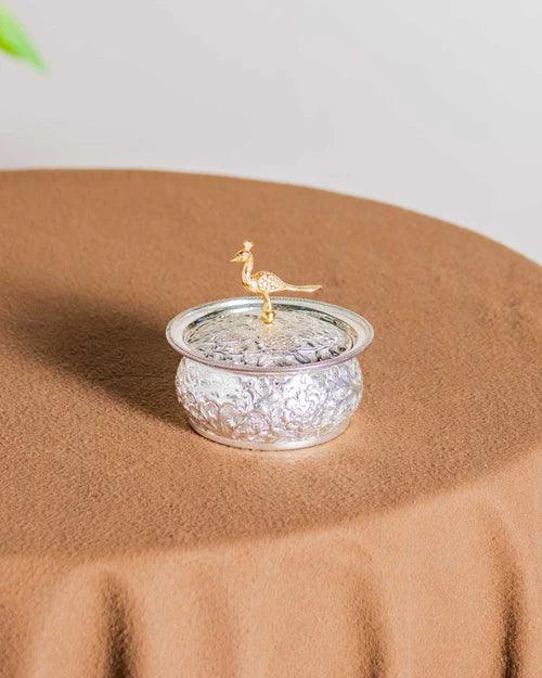 Peacock Brass Bowl With Lid