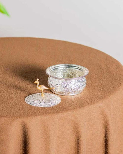 Peacock Brass Bowl With Lid