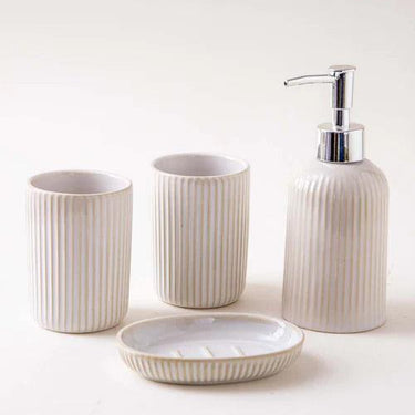 Striped 4-Piece Bath Set - White